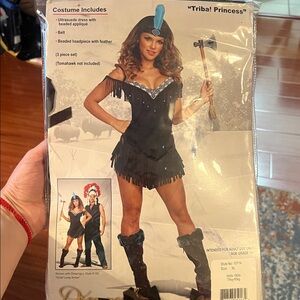 Black Tribal Princess Costume with Blue Headpiece